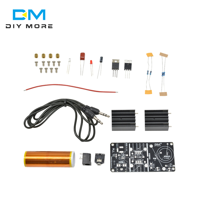 1 Set Diymore Model 012060 Mini Tesla Coil Kit 15W Music Plasma Speaker Wireless Transmission DC 15-24V 1 oz Copper DIY Kit