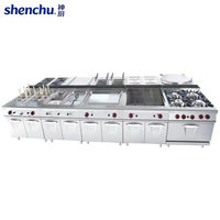 Cuisinière verticale à gaz Shenchu à 4 brûleurs en acier inoxydable avec four, équipement de cuisine commercial pour restaurant, garantie 1 an