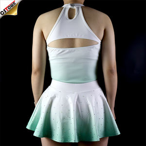 Conjunto de ropa de práctica de animadora verde blanco con falda de uniforme de diamantes de imitación para chicas adolescentes - Product Image 4