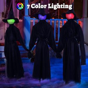 DAMAI 3 Pcs Halloween Holding Hands Witches Decoration with Light and Scary Screaming Voice for Yard Haunted House Decoration - Product Image 4