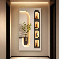 Décoration murale en grès 3D LED avec étagère vase hydroponique pour entrée et porche