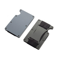 Porte-cartes de banque en alliage d'aluminium mince, étui portefeuille multifonctionnel avec clip, épaisseur 8 mm, motif géométrique, sans fermeture