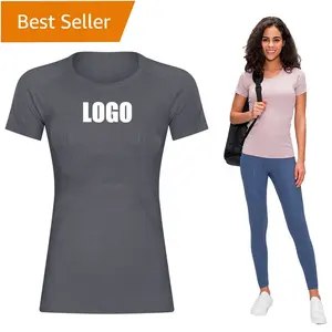 Women's Tech Short Sleeve Solid Summer Workout Tops Yoga Athletic Gym Clothes Muscle Shirts