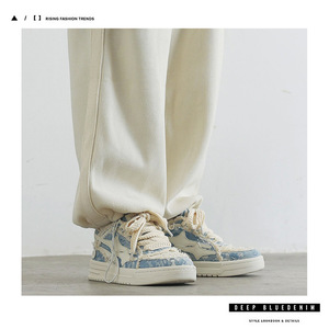 Baskets blanches décontractées unisexes pour hommes, design esthétique déconstructif, tendance, à lacets, respirantes, couleur unie, Guangzhou - Product Image 3