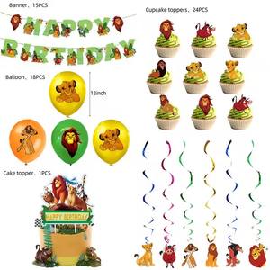 Bannière de décoration de fête d'<span class=keywords><strong>anniversaire</strong></span> pour enfants sur le thème du <span class=keywords><strong>Roi</strong></span> <span class=keywords><strong>Lion</strong></span> de la jungle Simba, ballon en latex, décoration de gâteau, jouets pour baby shower, globos - Product Image 3