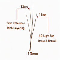 Faux cils en bande marron 4D, effet velours, à fleurs, denses, faits main, sans cruauté animale, effet plumeux et volumineux, pour maquillage quotidien, fêtes et scène