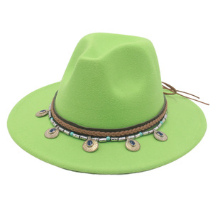 Usine couleur unie Style réglable Fedora chapeau hiver unisexe Jazz chapeau femmes grand bord feutre chapeau - Product Image 1