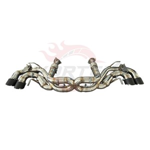 Système d'échappement Catback OEM en acier inoxydable Vortex avec soupapes pour Corvette C8 Stingray 6.2L avec système de croisement central en X et embouts quadruples foncés - Product Image 3