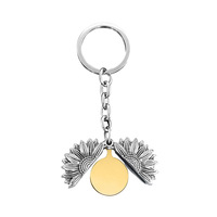 Ywyougang Porte-clés pendentif de luxe personnalisé en acier inoxydable, vintage, motif Aquarius dessin animé 3D double face, avec design fleur de soleil