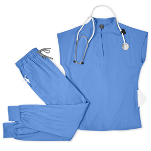 Conjuntos quirúrgicos de médico y enfermera al por mayor para mujer, uniforme médico de <span class=keywords><strong>tela</strong></span> tejida transpirable con logotipo personalizado, estilo sencillo - Product Image 4