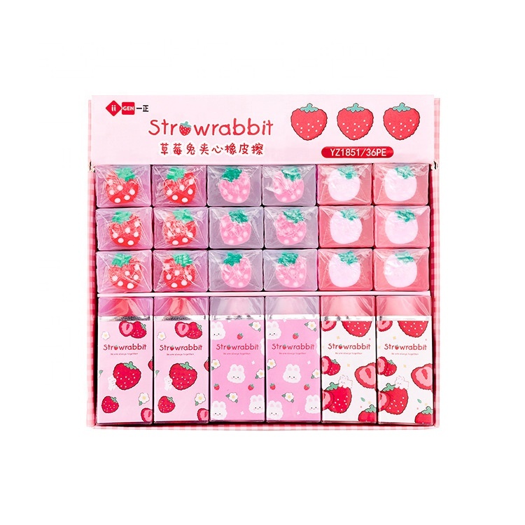 School kawaii Office Kids Girls Cute Fruit Strawberry Lemon Apple Cylindrical Rubbers  Gift Stationery Supplies  scented eraser