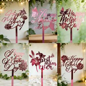 Decoración Floral de Acrílico para Pastel del Día de la Madre, Letras de Feliz Día de la Madre, Letreros para Cupcakes, Pastelería, Mesa de Postres, Decoración para Celebraciones en Casa - Product Image 5