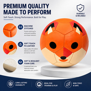 Balón de Fútbol Infantil de Cuero PU Ecológico, Diseño de Dibujos Animados, Talla 2/3, Regalo para Niños Pequeños, Modelo C-TOON 100 para Entrenamiento en Interiores - Product Image 2