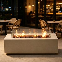 Brasero extérieur moderne au gaz avec protection en verre pour jardin, terrasse et fêtes