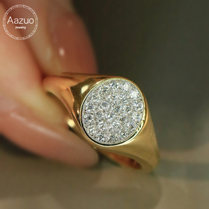 อาซูโอ 18K ทองคำแท้สีเหลืองเพชรธรรมชาติ 0.30 กะรัต ทรงบริลเลียนท์ แหวนสไตล์วินเทจ ของขวัญสำหรับผู้หญิง แหวนหมั้น น่ารัก - Product Image 1