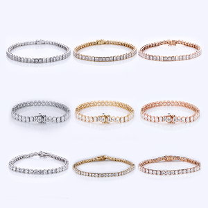 Plata de Ley 925 9K 10K 14K 18K oro Moissanite laboratorio crecido diamante zafiro rubí Esmeralda tenis pulsera cadena - Product Image 1