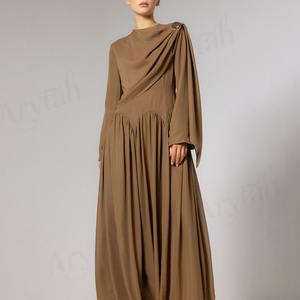 فستان ماكسي نسائي إسلامي عالي الجودة بتصميم مخصص، بلون سادة وبطول كامل، تصميم جديد بشال، فستان ماكسي محتشم، فستان نسائي إسلامي بتصنيع المعدات الأصلية - Product Image 1