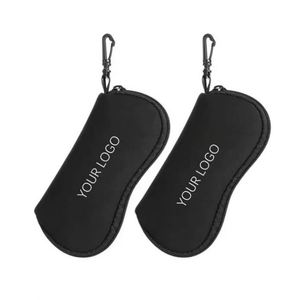 Étui à lunettes en néoprène noir imprimé, étui souple pour lunettes de vue, pochette pour lunettes de soleil avec clip ceinture, vente en gros - Product Image 4