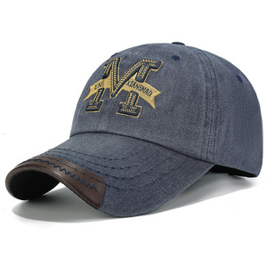 Cappellino da Baseball Vintage in Cotone Lavato da Uomo con Ricamo e Visiera in Pelle, Regolabile, Casual, per Esterni, Stile Papà - Product Image 4