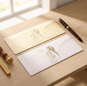 Tarjeta de Boda Personalizada con Impresión, Elegante Invitación en Blanco para Matrimonios y Eventos, Invitación de Alta Calidad al por Mayor - Product Image 1