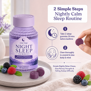Gomitas con Fórmula Natural de Frutas ODM/OEM, Apoyo Nocturno, Relajación Profunda, Sueño Reparador, Alivio del Estrés, Melatonina, Gomitas para Dormir para Adultos - Product Image 2