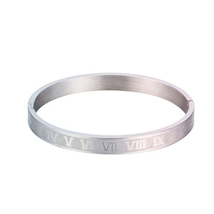 Yunnique Pulsera de acero inoxidable con números romanos de 6 mm, regalo de joyería unisex, estilo europeo simple y moderno - Product Image 5