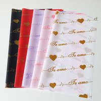 Bouquet de fleurs en plastique néon espagnol à motif cœur anglais, imperméable, recyclable, jetable, avec revêtement PE double face, vente en gros