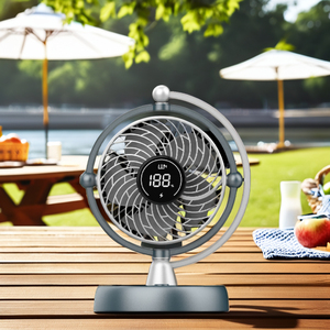 Ventilateur de table électrique portable avec lumière LED, 3 vitesses, moteur DC silencieux, batterie rechargeable 5000 mAh, pour la maison et l'extérieur - Product Image 6