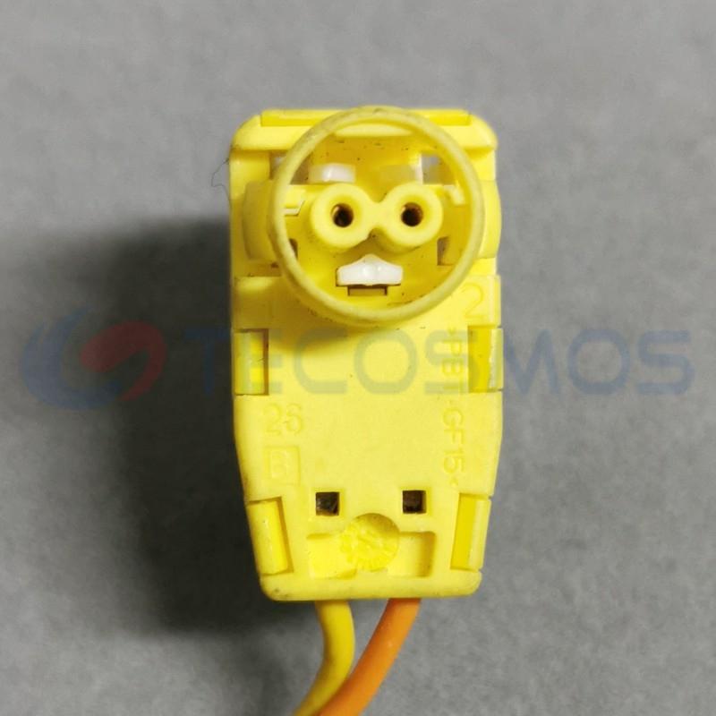 Car Connector For sensor has a yellow and white cover with two pins CT2-0149M-3