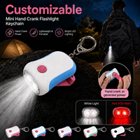 Lampe torche LED rechargeable à manivelle, étanche IP56, à intensité variable, blanche/RGB, porte-clés SOS, pour le camping, la randonnée et les voyages en extérieur