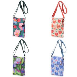 Sac bandoulière pour téléphone portable en polyester, mini sac à bandoulière à imprimé floral et cœur avec sangle réglable pour femme - Product Image 1