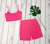 Nouveautés 2026 : Ensemble de survêtement d'été deux pièces pour femme, couleur unie, avec débardeur court sexy et short, tenue de détente