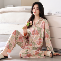 2024 nouveau Design femmes coton pyjama ensemble doux longue chemise de nuit vêtements de nuit, mignon PJ ensembles de fournisseur d'usine pour le printemps automne
