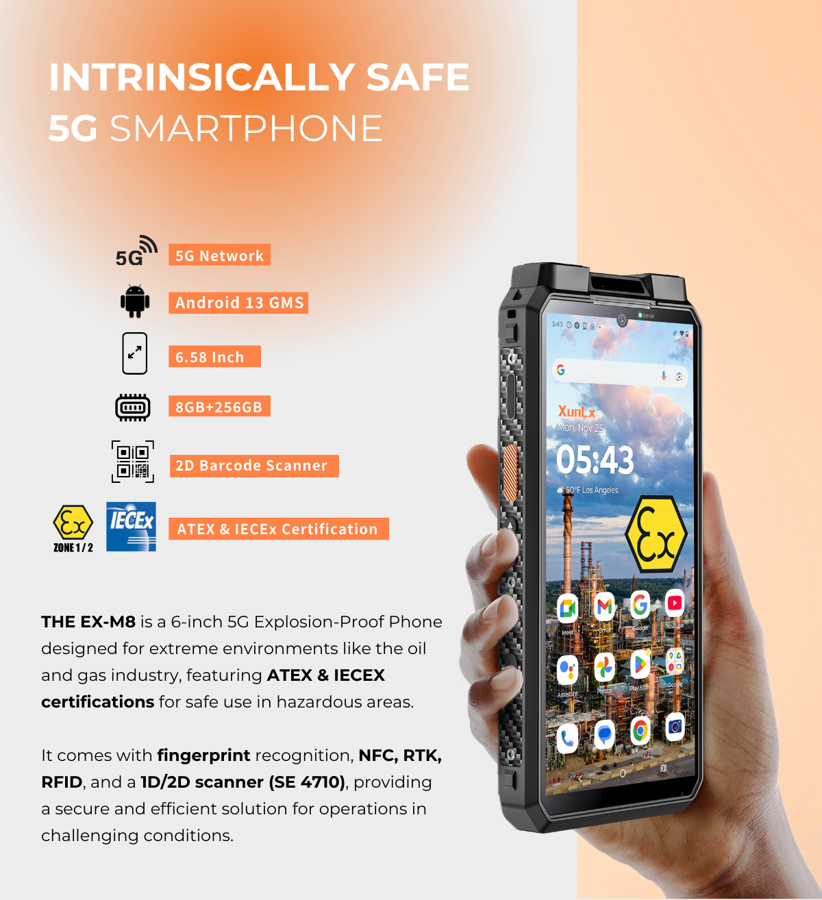 Rugged 5G Cellphone - Explosion Proof ATEX IECEx Certified