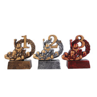Trofeo de Karting Weivista de Resina Ecológica en Bronce Antiguo con Base de Mármol, Premio para Torneos de Carreras