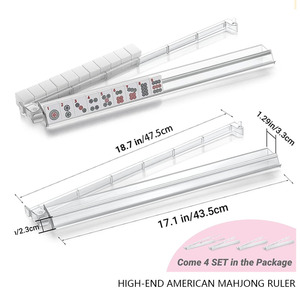 Règle de Mahjong 4-en-1 pour rangées de cartes, en acrylique transparent épaissi, 18 pouces, US Échecs - Emballage en boîte PVC couleur - Product Image 3