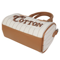 Sac bandoulière cylindrique personnalisé, broderie rayée, style rétro européen, fermeture éclair, mini sac à main, sac fourre-tout haut de gamme, sac bowling