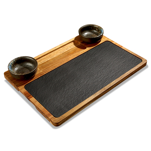 Plateau à fromage écologique en pierre naturelle et bois d'acacia, plateau alimentaire, <span class=keywords><strong>assiette</strong></span> à steak, vaisselle pour le camping, gravé, directement de l'usine - Product Image 3