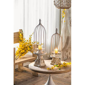 गृह सजावट Tealight मोमबत्ती कंटेनर सफेद लोहे के तार पिंजरा आकार मोमबत्ती धारक सेंटर टेबल मोमबत्ती स्टैंड - Product Image 1