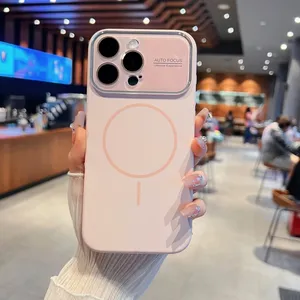 Custodia per telefono di lusso in <span class=keywords><strong>silicone</strong></span> liquido con protezione a lente in cristallo per <span class=keywords><strong>iPhone</strong></span> 17 16 15 <span class=keywords><strong>14</strong></span> Pro Max 13, <span class=keywords><strong>cover</strong></span> con ricarica wireless magnetica - Product Image 3