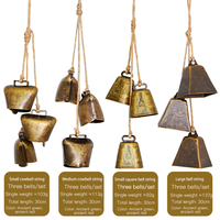 Set di 3 Campanelli Metallici Personalizzati OEM per Bestiame con Cordino e Sonagli per Collari di Mucche, Cavalli, Pecore e Cani, Ideali per l'Allevamento e la Pascolo