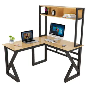 موردن المنزل مكتب الأثاث ركن الكمبيوتر المكتبية L على شكل طاولة مكتبية مع رف