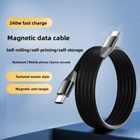 Câble de données magnétique rétractable Type-C 240W, gaine en PVC, blindage tressé, conducteur en cuivre étamé, charge rapide 5A, écouteurs USB