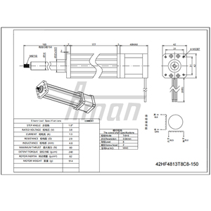 Electric Telescopic Cylinder 42HF4813T8C8-150 Hybrid <b>Stepper</b> <b>Motor</b> Nema 17 80N Torque Semiconductor Equipment X-Y Workbench - Product Image 3
