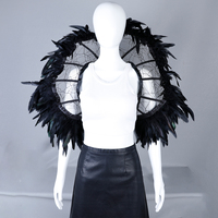 Grandes ailes d'ange noires en plumes, décoration gothique pour le dos, pour carnaval, défilé de samba, Halloween, cosplay, performance scénique, accessoire de photographie