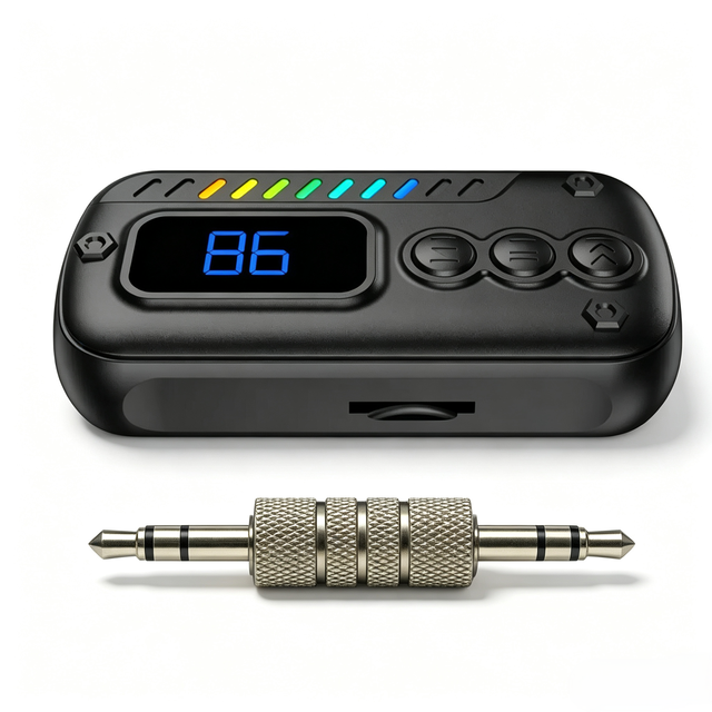 2-in-1 Wireless BT 5.3 Transmitter Receiver Aux 3.5mm Adapter for TV PC Gym Radio Audio Wireless Audio Adapter/TF Card Playback
