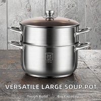 LOVFE – Marmite et casserole multi-usages modernes pour cuisine domestique, double couche, fond en acier inoxydable, couvercle en verre, compatibles gaz et induction