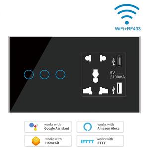 สวิตช์ไฟติดผนังแบบสัมผัส MakeGood Smart Life สีขาวดำ แผงคริสตัล 1 ช่อง 10A 110-240V - Product Image 6
