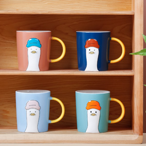 Cadeaux originaux : c'est une tasse en forme de canard, tasse à café en céramique mignonne avec couvercle et cuillère - Product Image 2