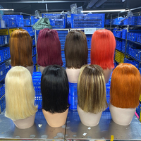 Perruque Lace Front Vierge Cheveux Humains Brésiliens Non Traités Type Vison, Fermeture Transparente, Bob Droit, Vente en Gros